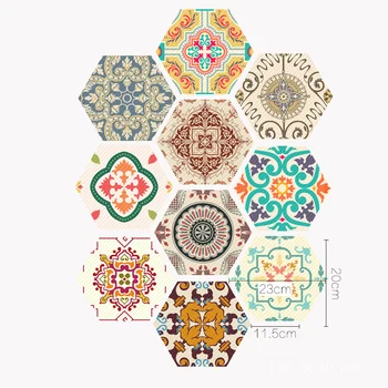 

10PCS Tile Stickers Innovative Retro PVC Wall Floor Stickers Baroque Style Waterproof Stickers Bathroom Toilet Decals Home Decor