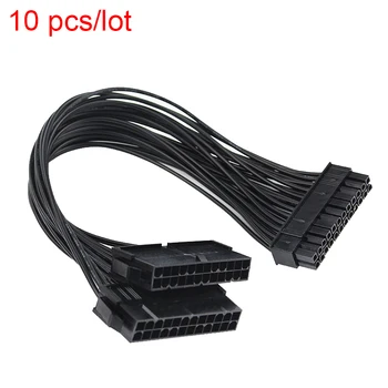 

10pcs/lot ATC 30CM Dual PSU Power Supply 24 pin ATX Motherboard Mainboard Adapter Connector Cable 24+4 Pin Synchronous
