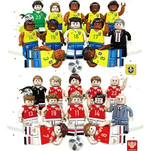 12 pçs/lote Cidade Do Mundo Jogador de Futebol Figura Caráter Legoings Building Blocks Define Bricks Modelo Clássico Brinquedos para Crianças Compatíveis