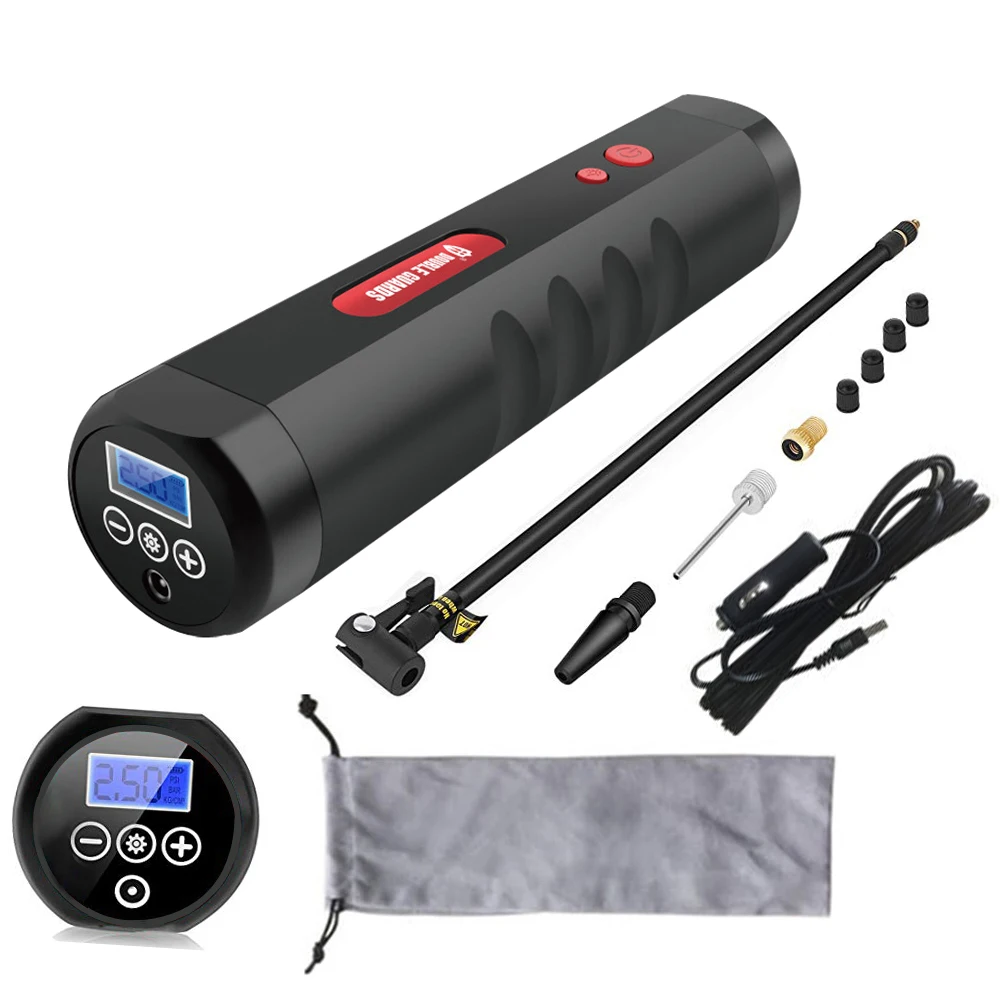

Mini Air Inflator Hand Held Tire Pump 2000mAh with Digital LCD LED Light for Car Bicycle Tires and Other Inflatables P1S