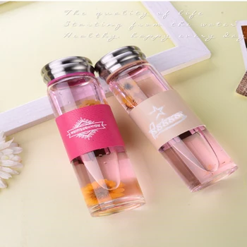 

Portable Designs Office Glass Water Bottle Glass Cups Lid Jar Glass Mug Travel Jug Glazen Drinking Cup Creative Bottle Cover 5