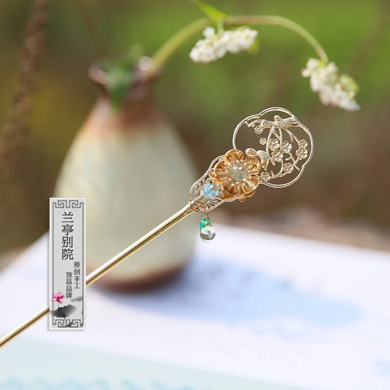 

Qing Luo Xiao Shan Silk Fan with Mosquito Vintage handmade Classical Hair Jewelry Cos Hanfu Hair Accessory Hair Stick Earrings