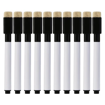 

10 Pcs Magnetic Whiteboard Pen Black Ink Erasable Marker Office School Stationery Supplies