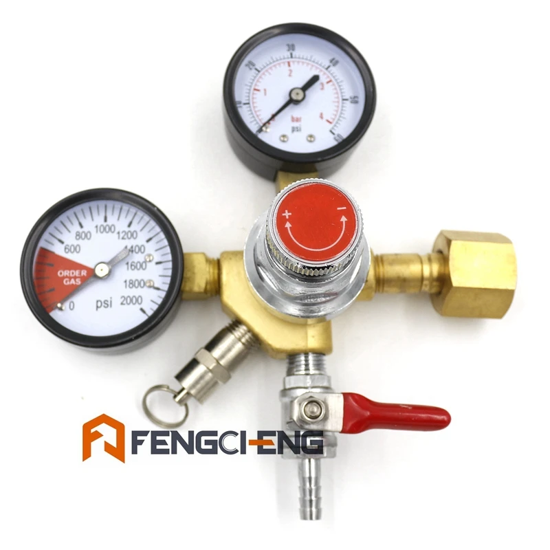 

Craft Beer CO2 Regulator(Dual Gauge) with 1/4"Barb Checkvalve, Homebrew CO2 Regulator, 0~2000psi, 0~60psi
