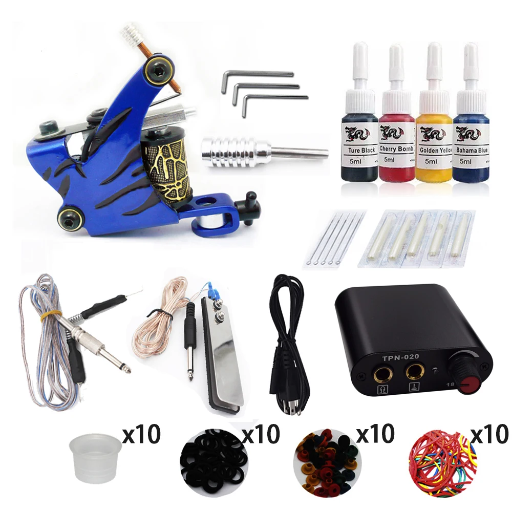 

Biomaser K1-ST010Tattoo Kit 1 Tattoo Machines Gun Black Ink Set Power Supply Grips Body Arts Tools Set Tattoo Permanent Makeup