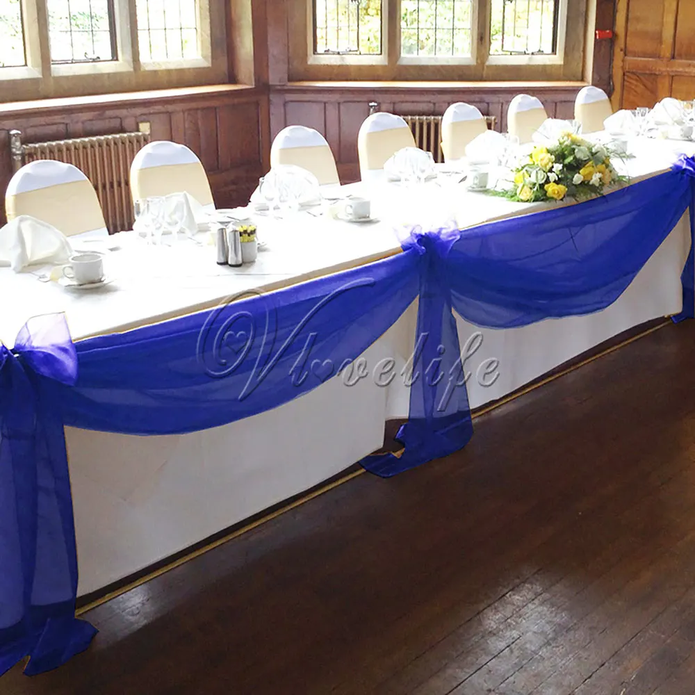 5 м x 1,4 м мягкая прозрачная органза Swag лук для свадебной вечеринки место банкета Топ настольные юбки ткань Декор DIY поставки 18 цветов - Цвет: royal blue