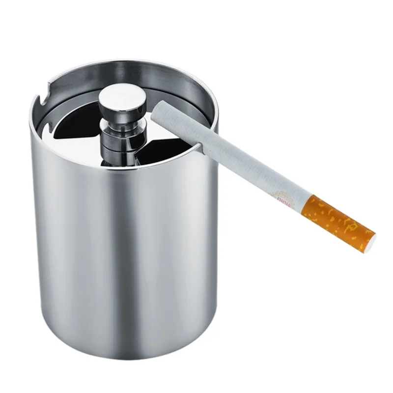 

New-1Pc Metal Portable Small Stainless Steel Vehicle-Borne Ashtray For All Vehicle Models On The Market