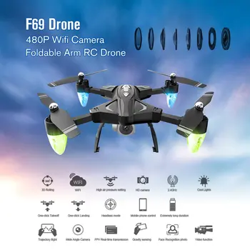

F69 Foldable RC Drone 2.4GHz 4CH NO/420P/1080P Camera Altitude Hold Headless Mode One Key Return RC Helicopter Aircraft