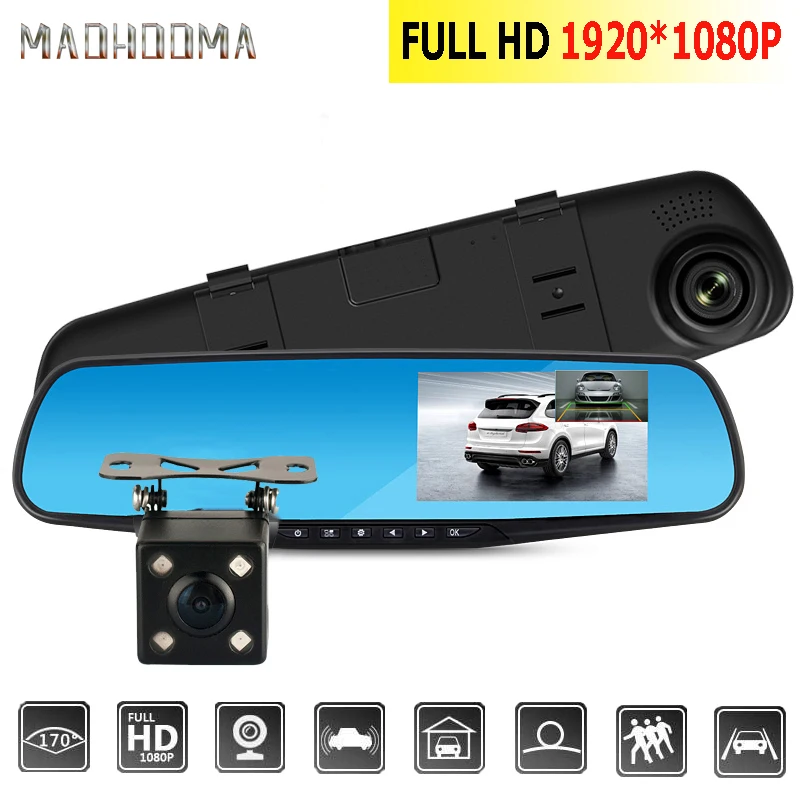 MaoHooMa Full HD 1080P Автомобильный видеорегистратор Камера авто 4 3 дюймов зеркало