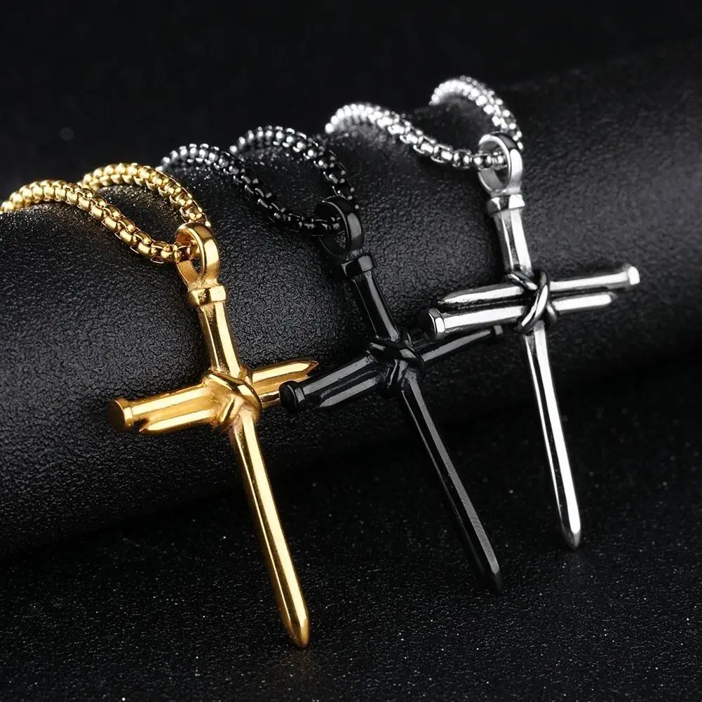 

Hot Fashion Man Women Titanium Steel Cross Pendant Long Chain Necklace Jewelry