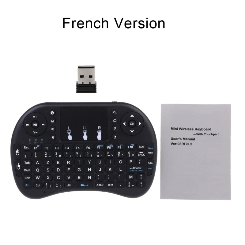 Русская i8 2,4 ГГц Беспроводная клавиатура Air mouse Touchpad для Android tv BOX PC - Цвет: French