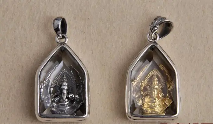 925 серебро Тибетский Ганеш Будда кулон ожерелье из стерлингового серебра ганеза богатство Будда Кулон ожерелье слон буддийский амулет