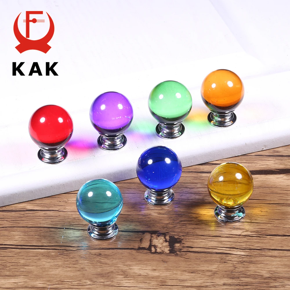 KAK 30mm Crystal Ball Knobs Kitchen Cupboard Door Pulls Drawer