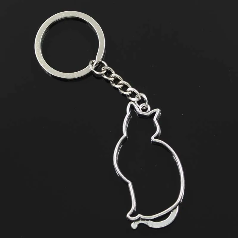 

new fashion men 30mm keychain DIY metal holder chain vintage cat 53x27mm bronze pendant Gift