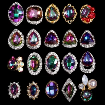 

100PCS/Set AB Black Glitter Rhinestones 3D Alloy Nail Charm Luxury Zricon Stone Nail Jewelry 3613-3632, Free Shipping