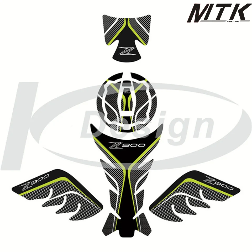 

MTKRACING Carbon 3D ADESIVI Sticker Decal Emblem Protection Tank Pad Gas Cap Fit KAWASAKI Z900 Z 900 2017 Free shipping