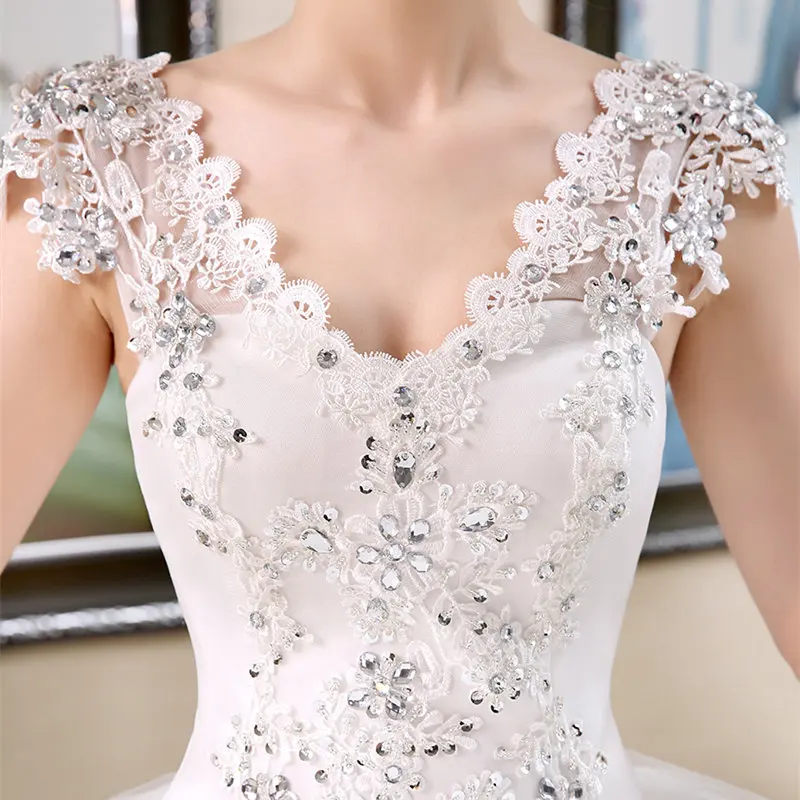 Настоящая фотография,, Vestidos De Novia, красные, белые свадебные платья с v-образным вырезом и кристаллами, кружевные Недорогие свадебные женские платья HS141