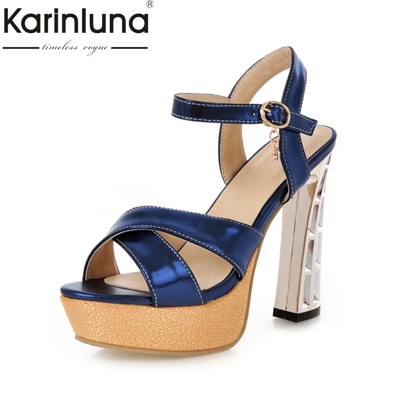 

Karinluna 2018 Super High Heels Top Quality Big Size 32-43 Women Shoes Sandals Summer Platform Ankle Strap Footwear