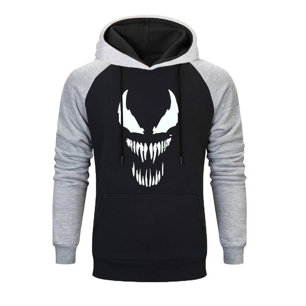 Hot Sale Newest Hoodies Men Venom Marvel Raglan Hoodie Men Superhero Anime Funny  Autumn Winter Mens Hoodies Harajuku Streetwear