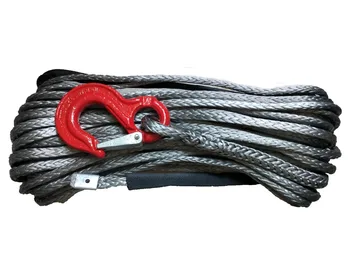

Free shippinng 10mm x 30m 3/8" x 100' ATV UTV 4WD synthetic winch rope cable line with thimble sheath with hook