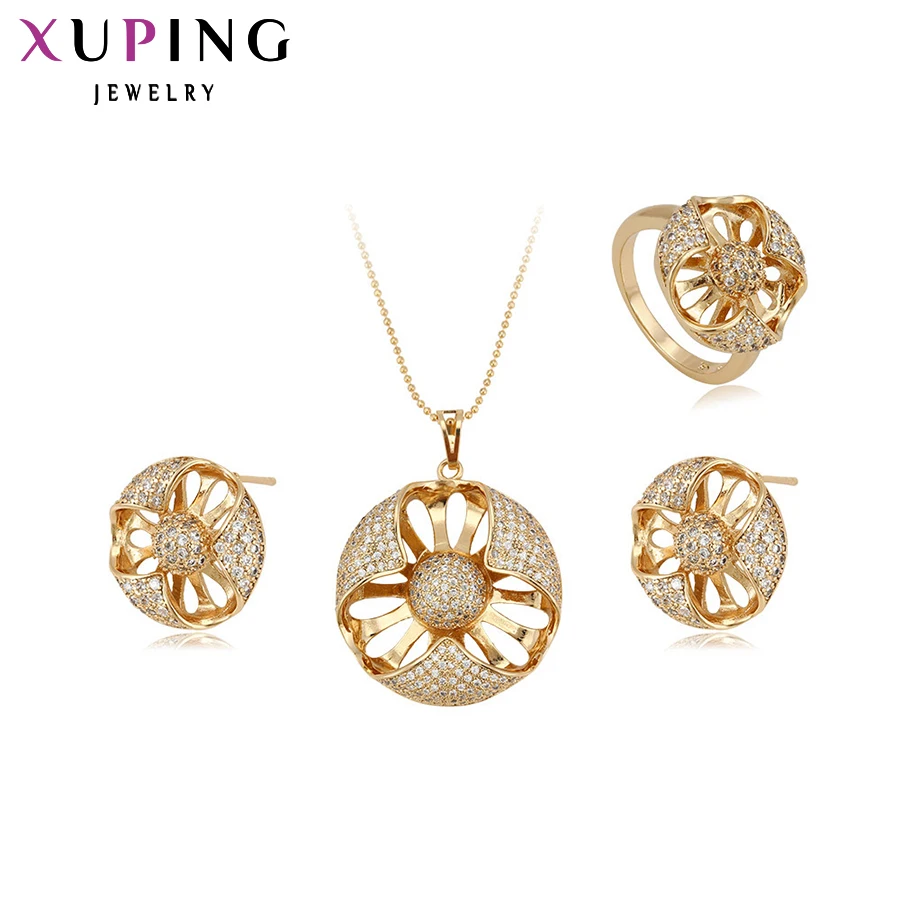 Xuping Fashion Set New Arrival Flower Style Women Gold Color Plated