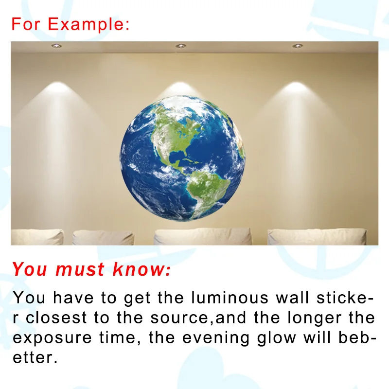30cm Luminous Planets DIY Wall Sticker Removable PVC Luminous Planet Glow In The Dark Wall Stickers Kids Room Decoration