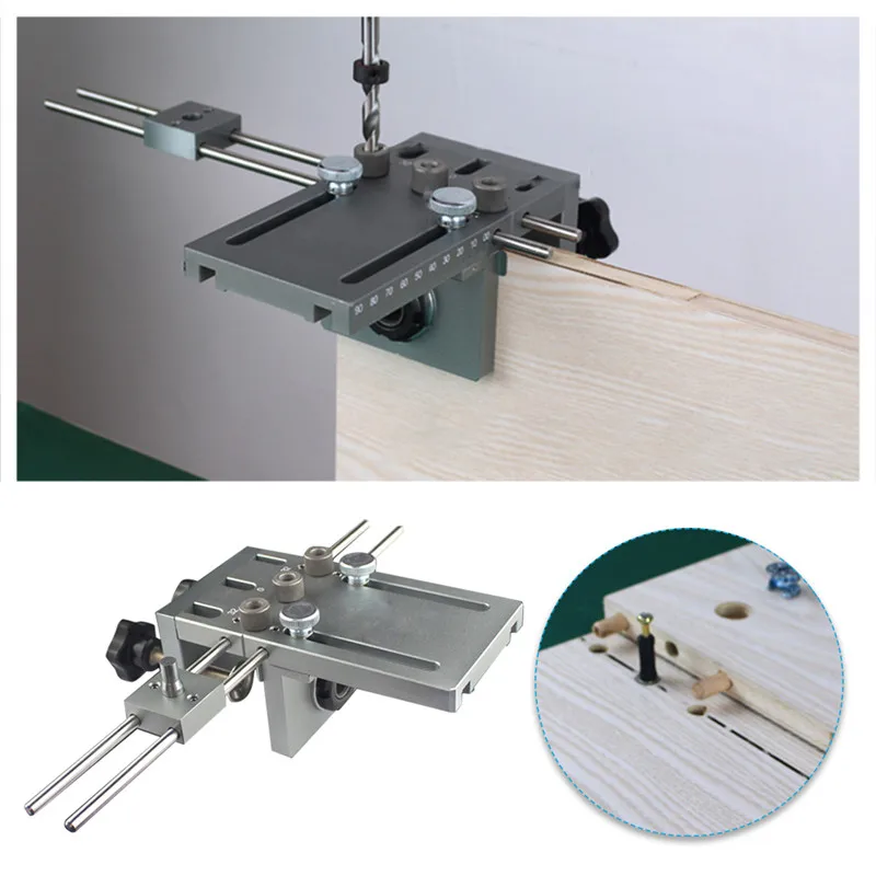 3 in 1 Drill Punch Locator Cabinet Hardware Jig Drill Guide Furniture Woodworking Joinery Drilling Dowelling Hole Saw Adjustable (7)