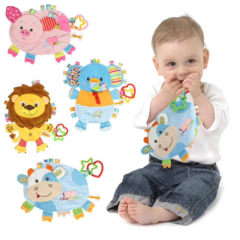 

Newborn Cartoon Appease Towel Baby Lion Pig Cow Elephant Animal Teether Toys for Kids