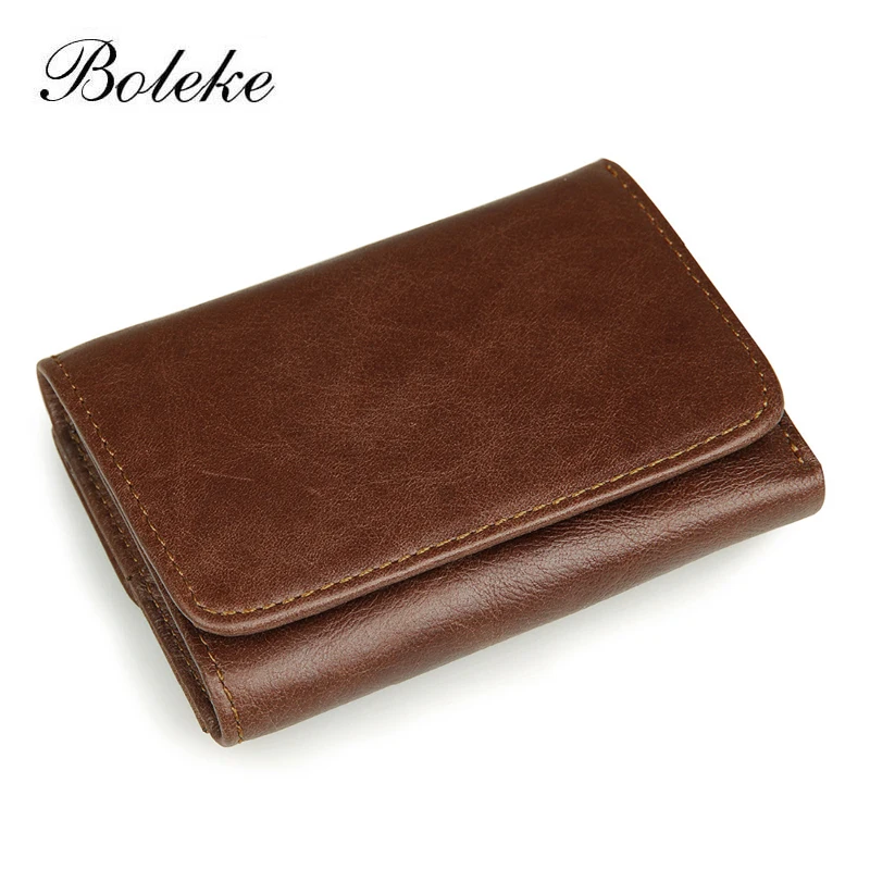 

Men Genuine Leather Short Bifold Wallet Vintage Organizer Money Clip Clasp Coin Pocket Oil Waxing Leather Card Purse R-8106C