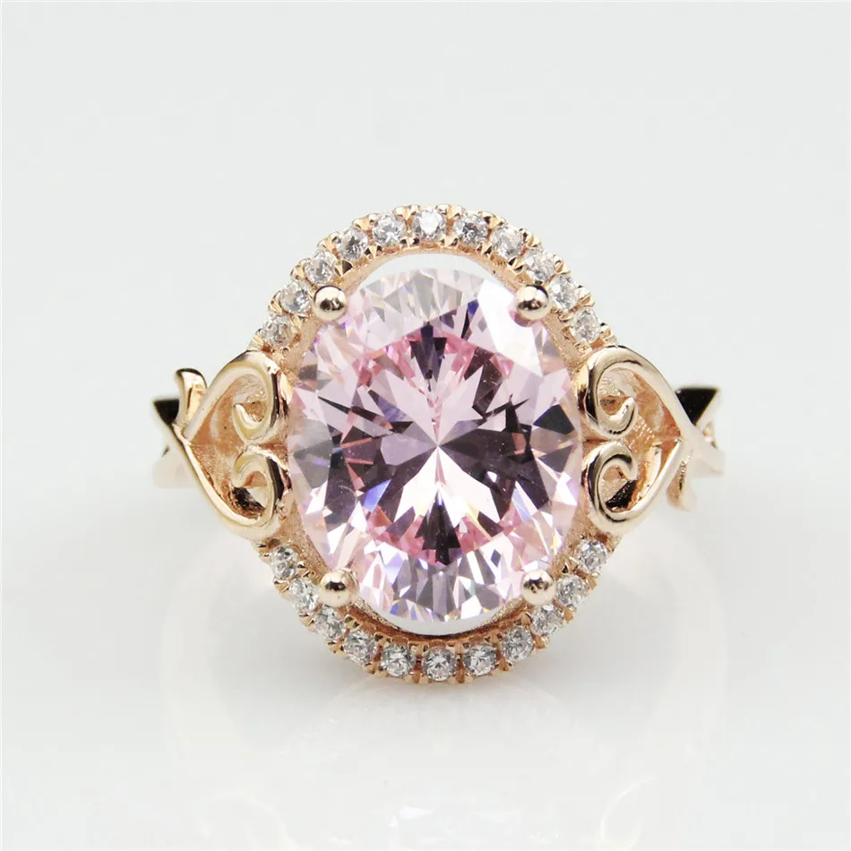 1.3ct Simulated Morganite Simulated Diamond Oval Cut 925 Sterling Silver Engagement Ring Rose Gold Plated Fine Jewelry For Women