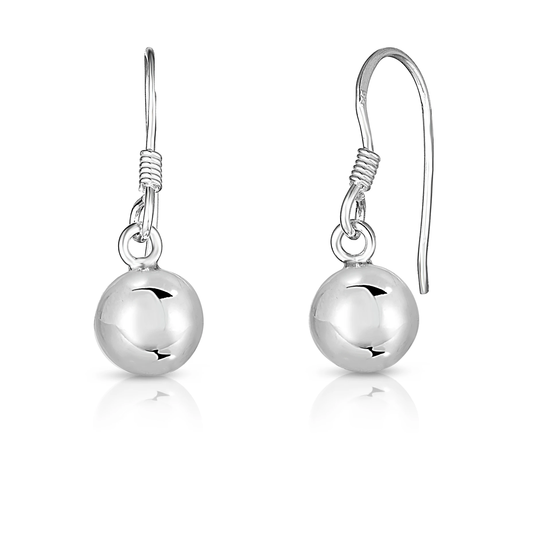 Solid Sterling Silver 8mm Ball Drop Earringsin Drop Earrings from