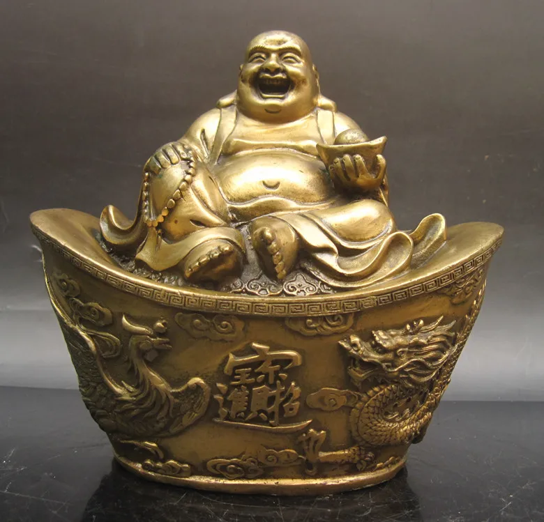 

wholesale bronze factory Copper crafts Good copper antique ingot buddha decoration bag