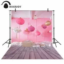 Фон для фотографий allenjoy большие шары на розовом фоне в комнате украшения Подарочная коробка на серый деревянный пол фотосессия