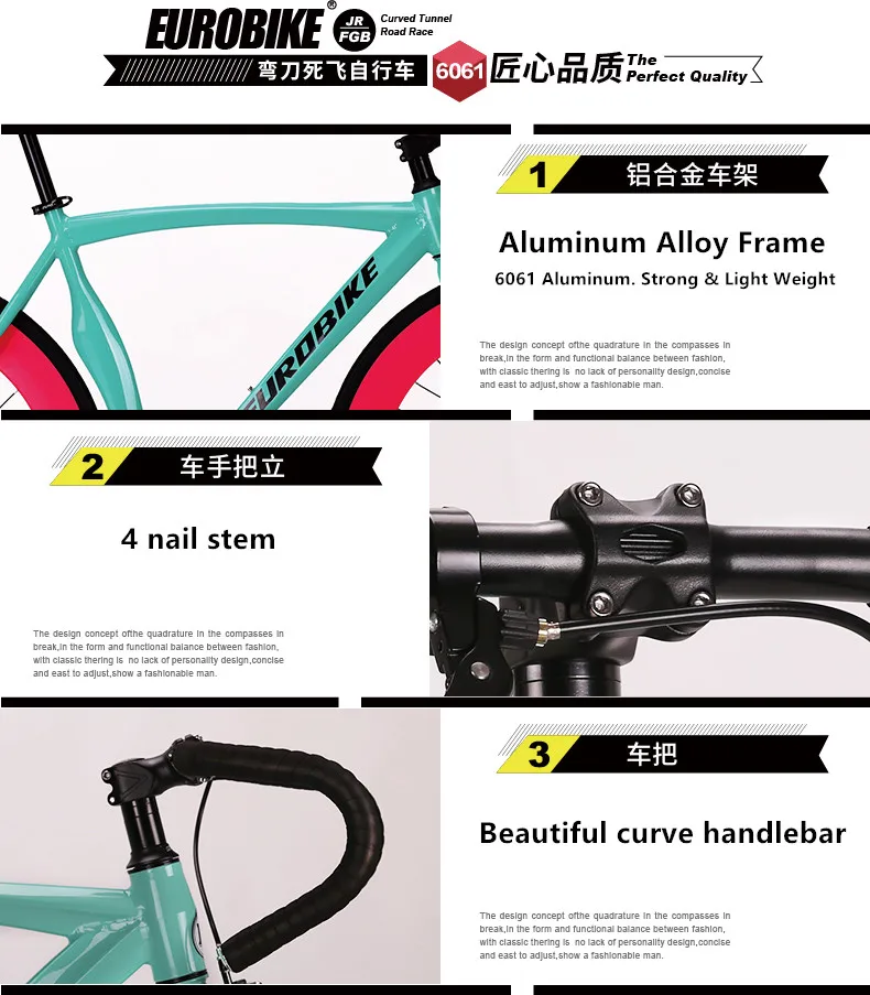 Top New Fixed Gear Bike 700CC Wheel 52cm Aluminum alloy Frame Muscle Road Bicycle Fixie Fiets Bicicleta 13