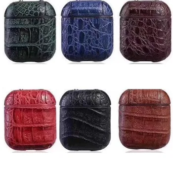 

Luxury For Airpods Protective Case Wireless Bluetooth Headset Box Charging Bag Leather Earphone Cover Shell Business Snakeskin