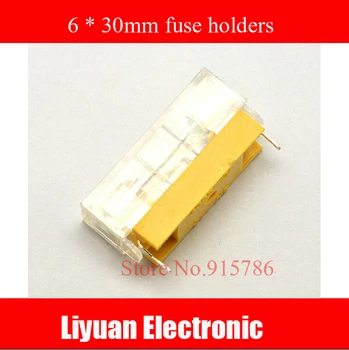 

free shipping 20Pcs Welding Linked Transparent Covered Fuse Holders For 6x30mm Glass Fuse