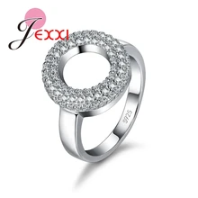 Size 7-8 Unique Elegant Vintage Women Hollow Circle 925 Sterling Silver Rings CZ Girls Ring Luxury Wedding Jewelry