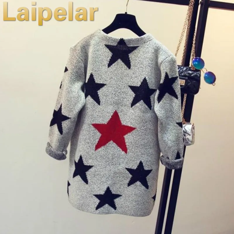 Laipelar 2018 جديد نجمة الموضة نمط بالأزرار الإناث البلوزات محبوك طويلة الأكمام ضئيلة النساء سترة سترة معطف