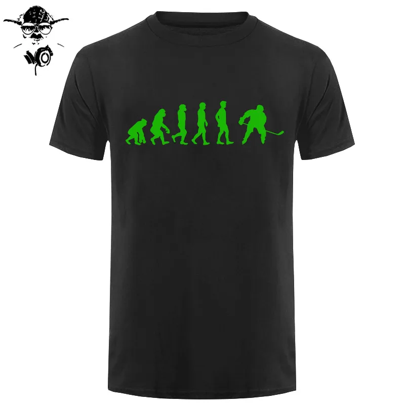 Evolution Of Ice Hockeyer, Молодежный топ, Клубная хлопковая футболка, забавные подарки на день рождения для ледяного хоккейного игрока, Мужская футболка с коротким рукавом, футболка - Цвет: black green