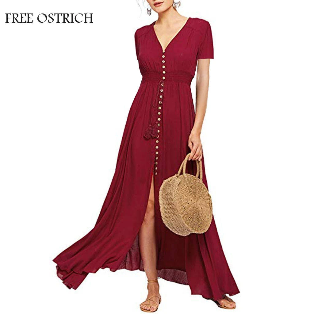 

Women's Button Up Split Floral Print Dress Summer Casual Flowy Evening Party Sun Beach Plus Size Dresses