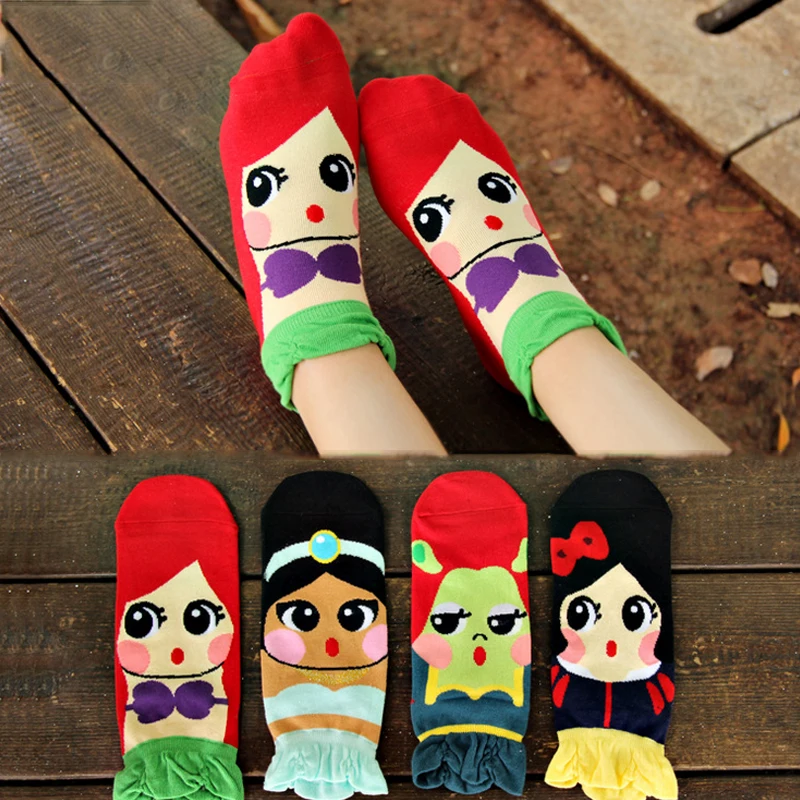 

Sale 2018 Spring Summer Cartoon Funny Cotton Girls Socks New Mermaid Princess Korean socks For Women ship socks