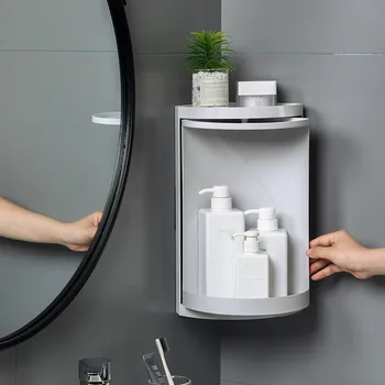 

Multifunction Bathroom Kitchen Corner Locker Cosmetic Rotating Storage Cabinet Shelves For Wall Bathroom Organizer #10