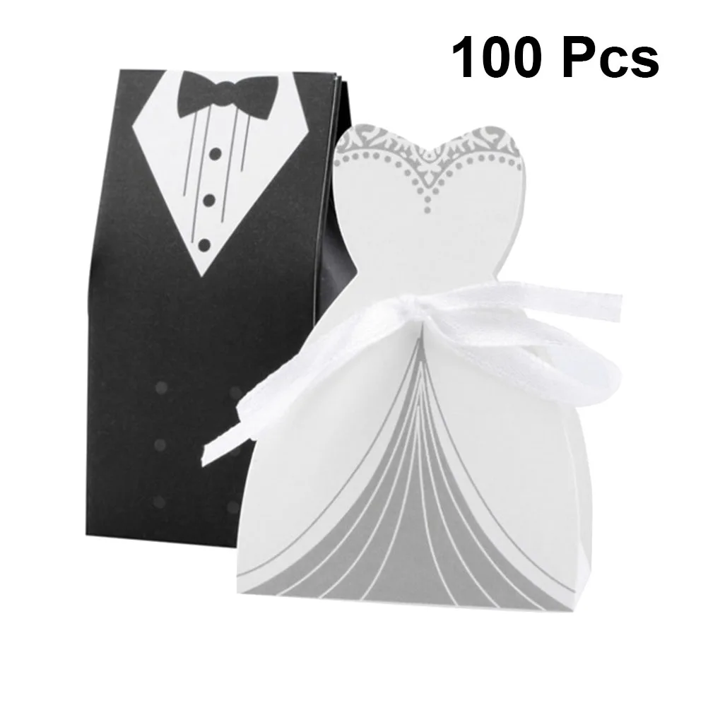 100pcs Creative Wedding Suits Paper Candy Box Candy Boxes Chocolate Gift Treat Boxes Party Favor
