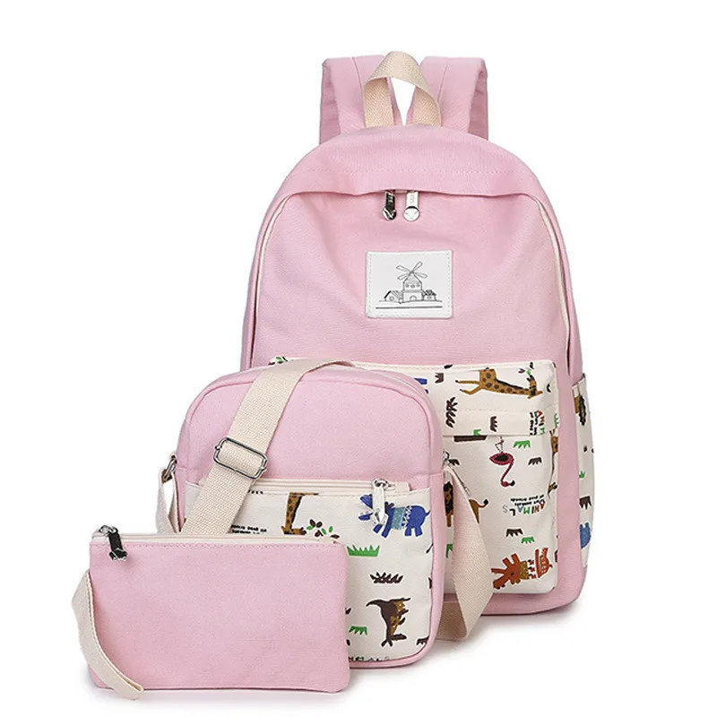 

canvas backpack women printing school bag for teenagers girls Preppy Style bags set travel high quality female backpacks