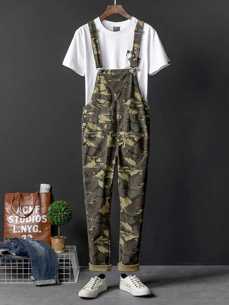 

Military Army Camouflage Casual Overalls Cargo Pants for Men and Women Casual Suspenders Trousers Jumpsuit Pants Fashion Clothes