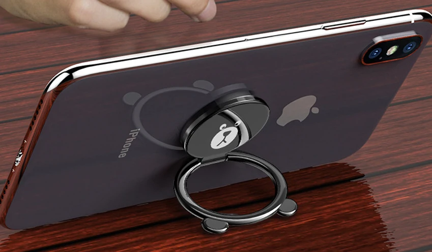 Cartoon bear Finger Ring Holder For Mobile Phone Universal Magnetic 360 Degree Metal Stand Holder For iPhone for Samsung