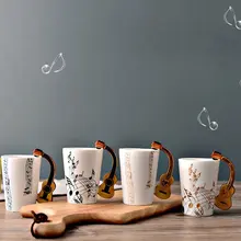 Gitaar Keramische Mok Cup Persoonlijkheid Music Note Melk Sap Citroen Mok Koffie Thee Hot Drinkbeker Home Office Drinkware(China)