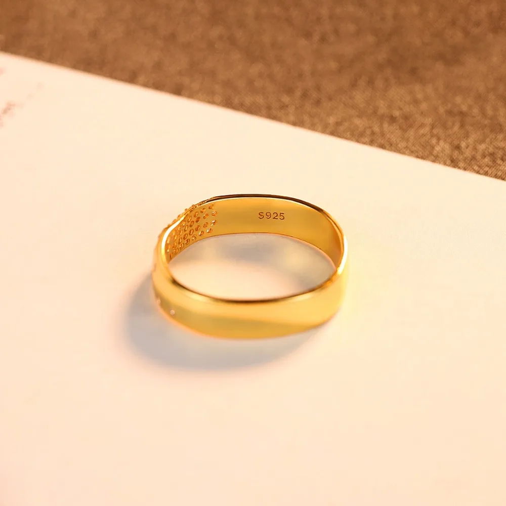 CZCITY, Брендовое классическое 18 К Золотое свадебное кольцо для женщин, блестящие миниатюрные кубические циркониевые кольца для возлюбленной серебряной 925 ювелирное изделие, подарок