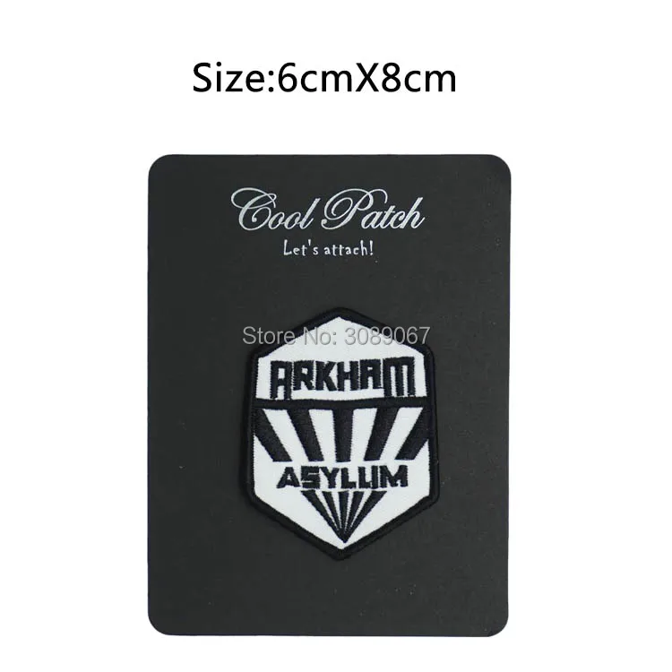 

BATMAN Arkham Asylum Sanatorium TV Movie Embroidered LOGO Iron On Patch Goth Punk Rockabilly Custom patch available