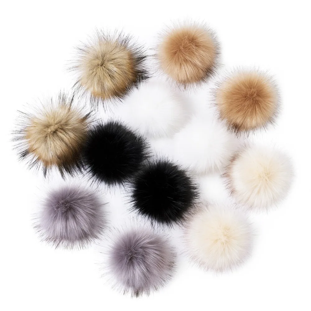 

PandaHall Fluffy Pompom Sewing Press Button for Hat Decoration Knitted Garment Shoes Bag DIY Faux Fake Fur Hair Ball 7 Colors